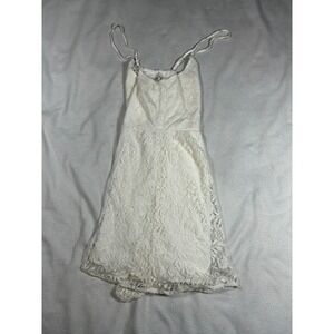 Abercrombie & Fitch White Floral Lace Mini Dress Button Front Sleeveless